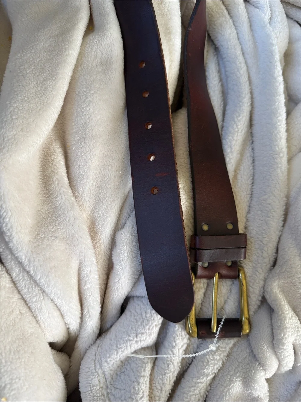 Vintage Robbie Nelson Brown Leather Belt with Brass Hook Buckle Size M/L